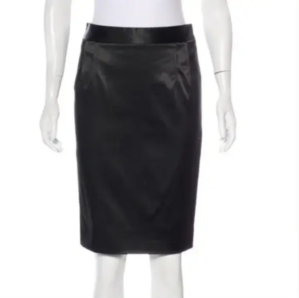 D&G Black Satin Finish Pencil Skirt Size 44